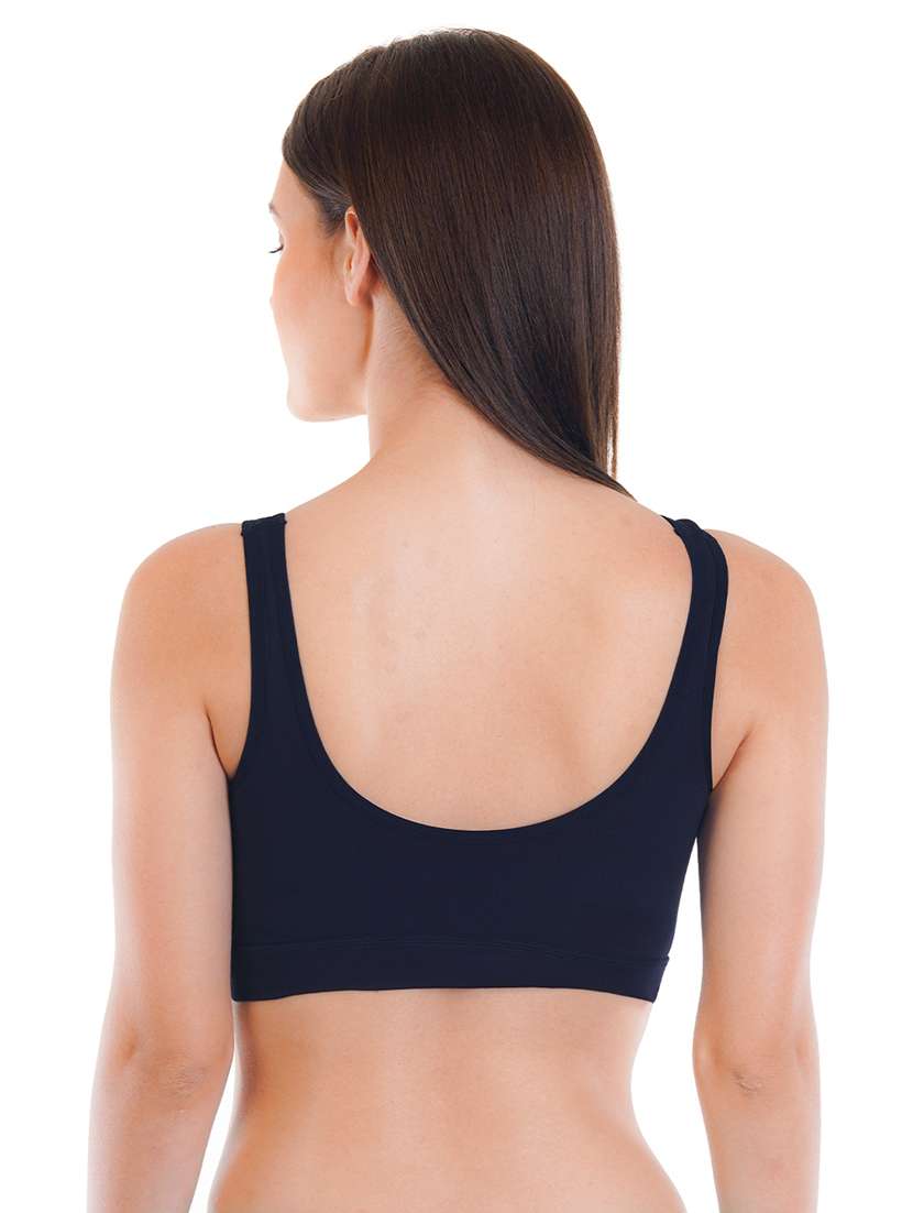 navy blue cotton blend sports bra - 21141034 -  Standard Image - 3