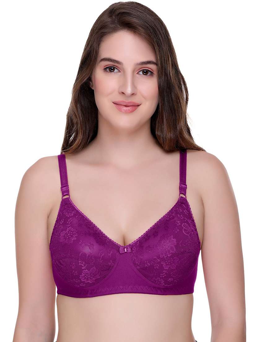 purple cotton regular bra