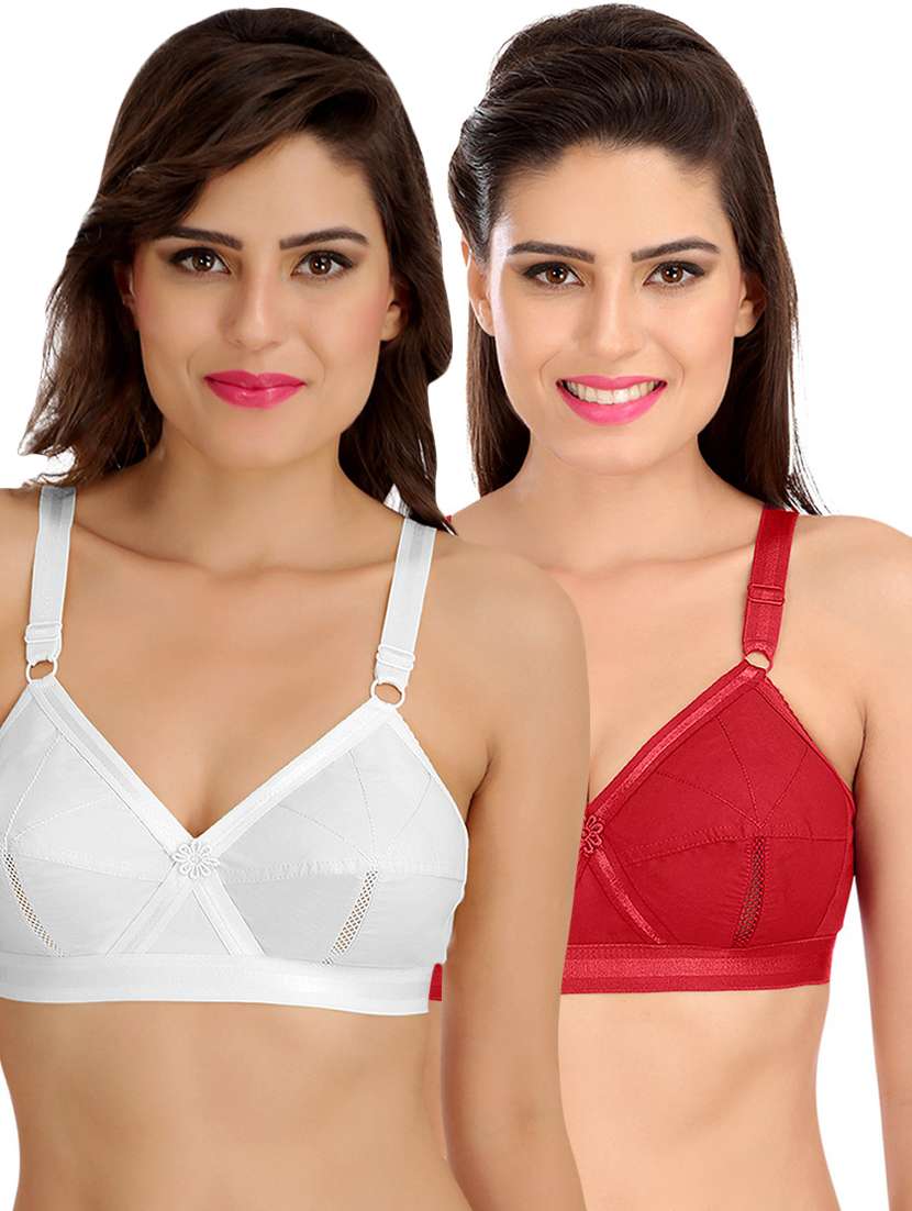 women multicolored solid set of 2 regular bra