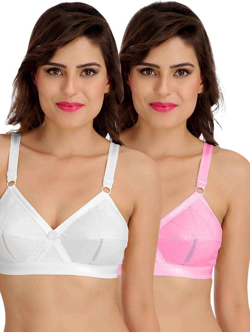 women multicolored solid set of 2 regular bra