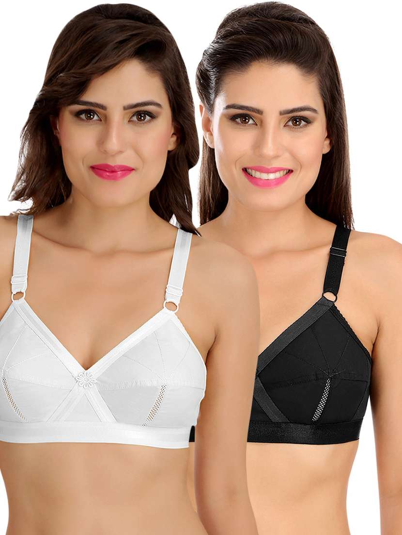 women multicolored solid set of 2 regular bra