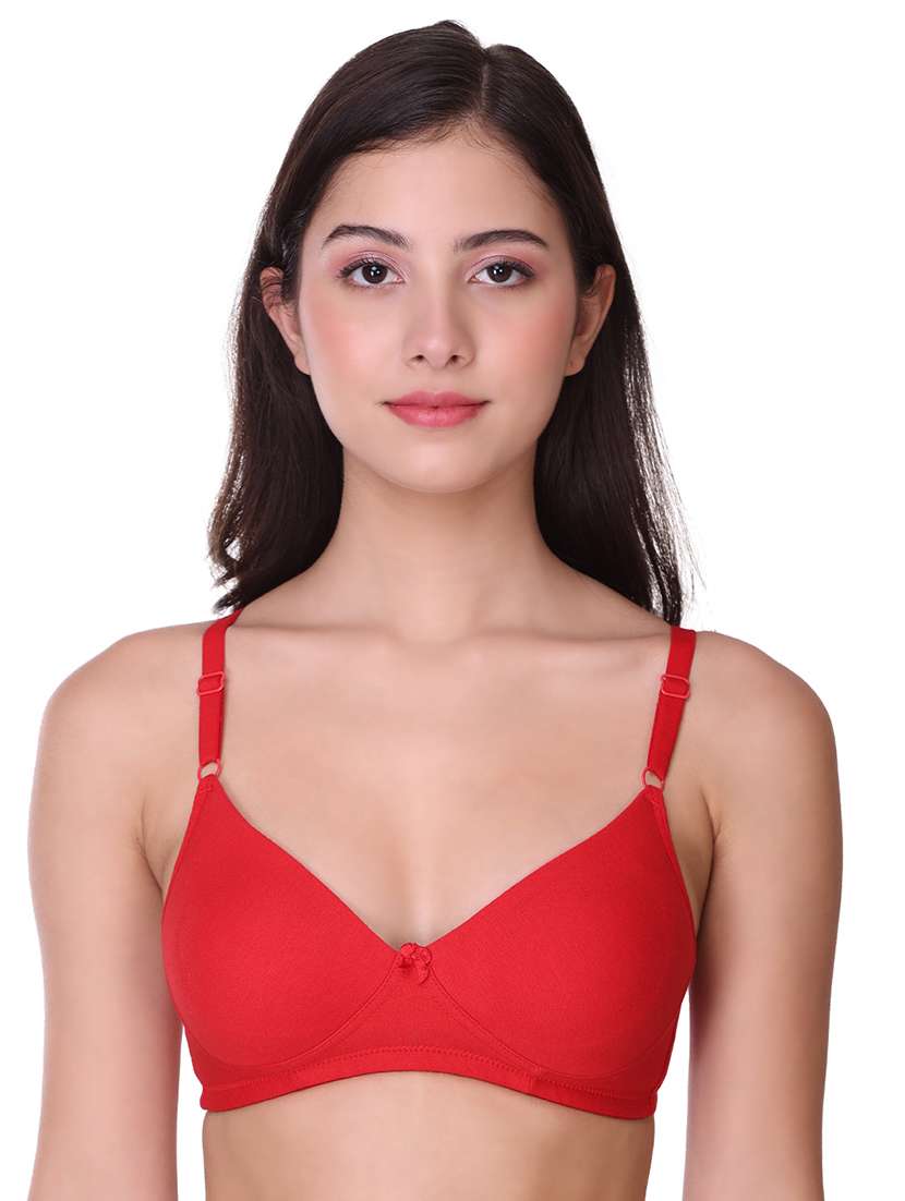 red cotton blend regular bra