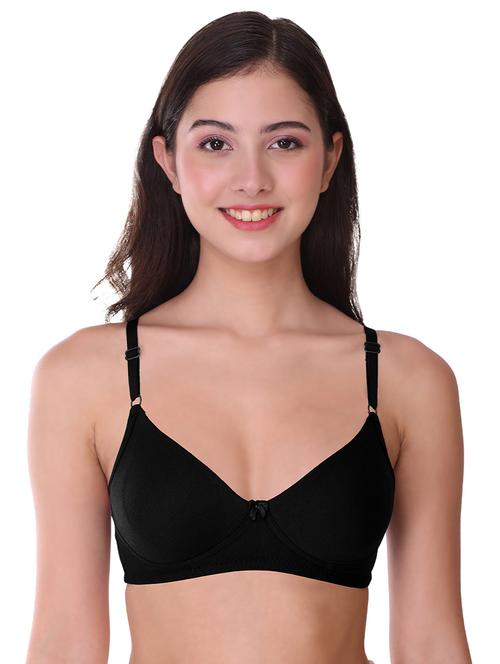 black cotton blend regular bra - 21141215 -  Standard Image - 0