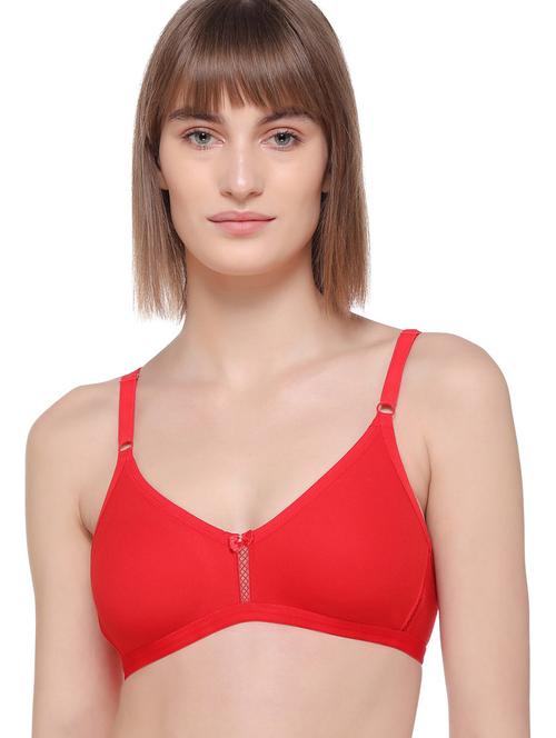 red cotton regular bra - 21141226 - Standard Image - 0