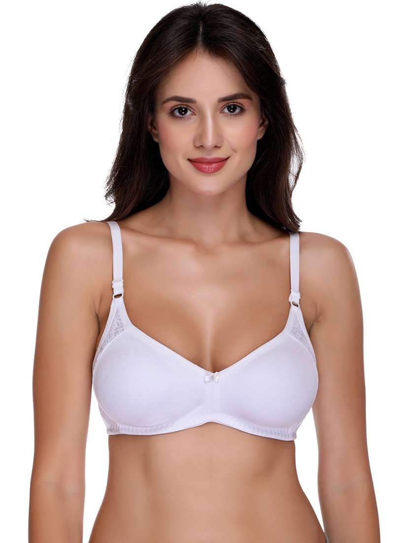 white cotton blend regular bra