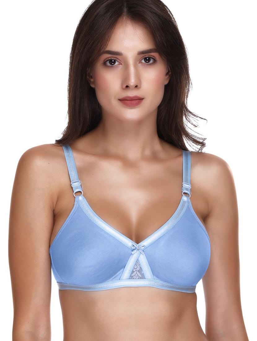 blue cotton blend minimizer bra