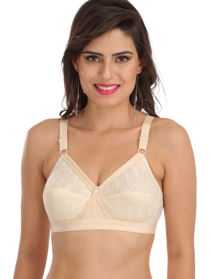 beige cotton blend regular bra