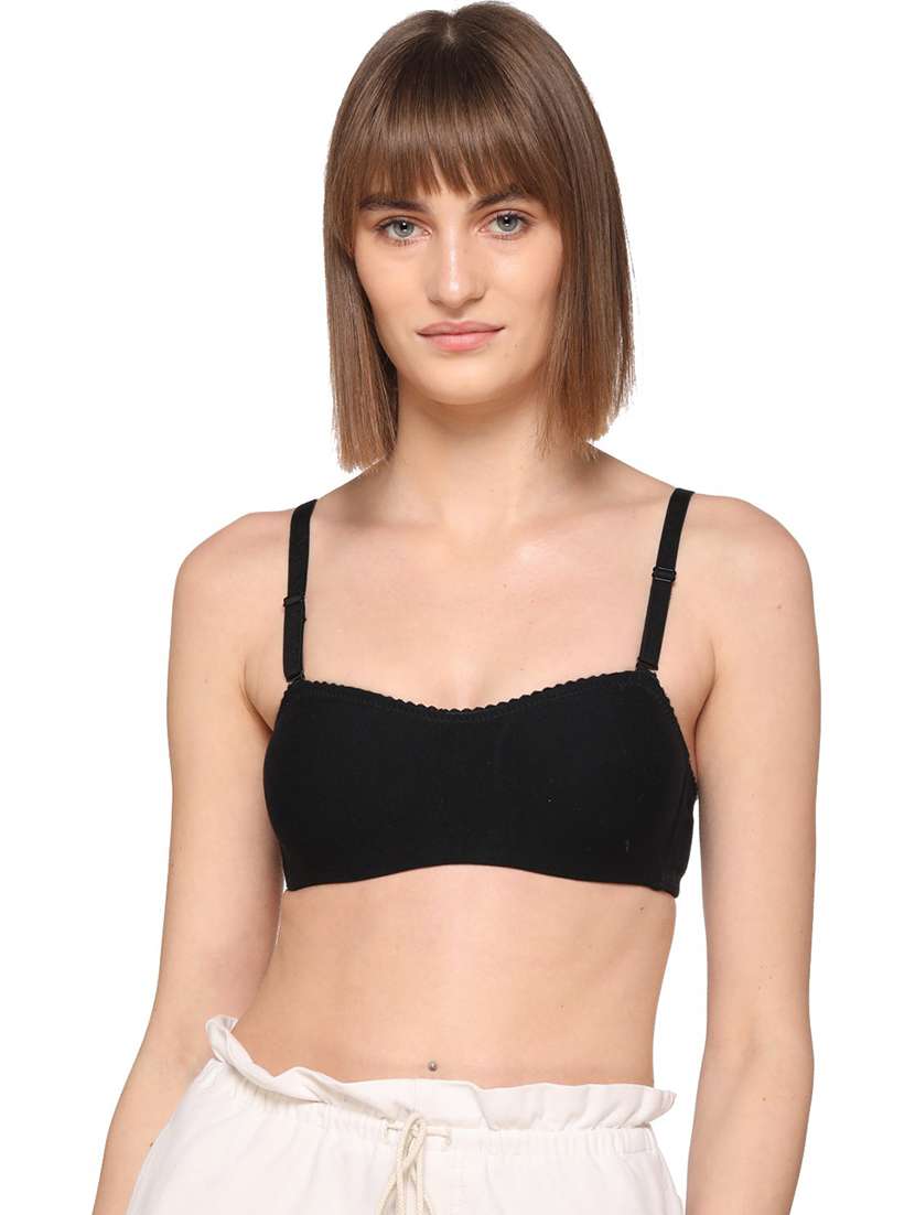 black cotton blend regular bra