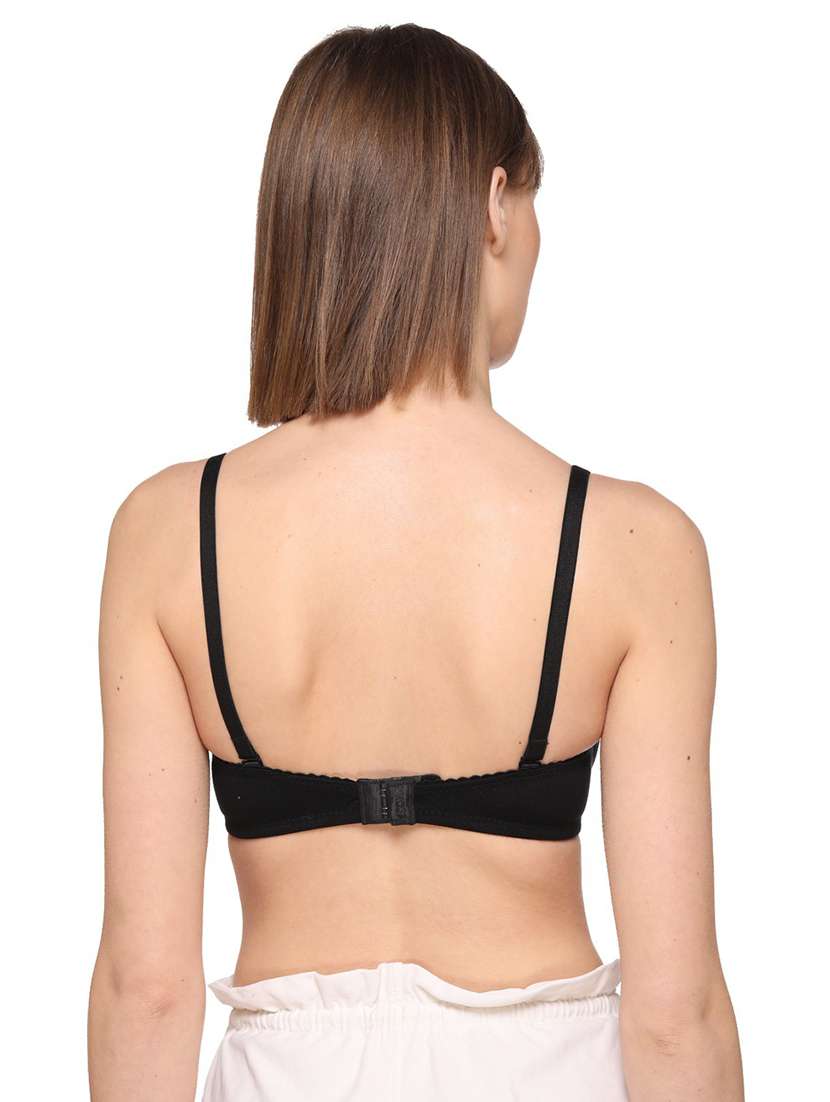 black cotton blend regular bra - 21141410 -  Standard Image - 3