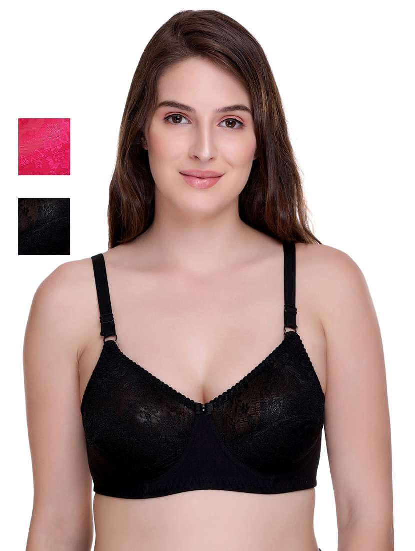 women pack of 2 self-designed regular bra