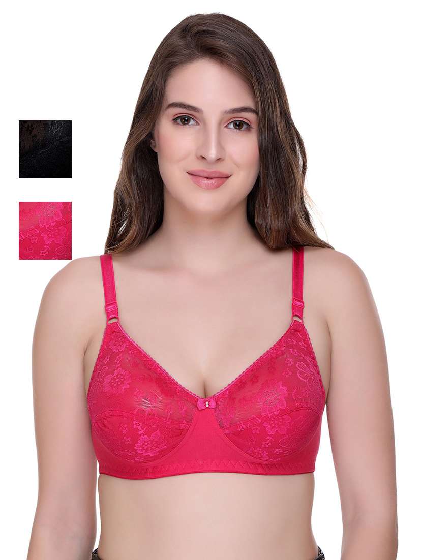 women pack of 2 self-designed regular bra