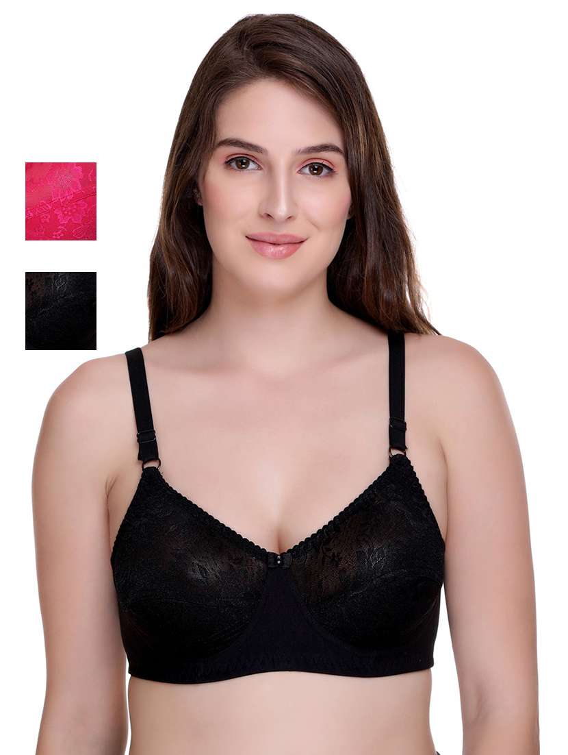 women pack of 2 self-designed regular bra
