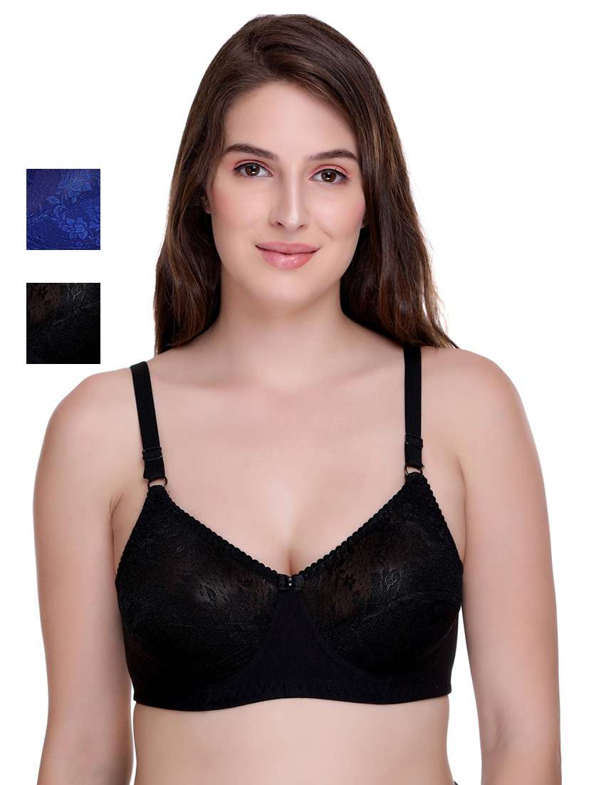 women pack of 2 self-designed regular bra