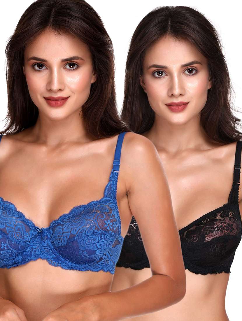 women pack of 2 self-designed regular bra