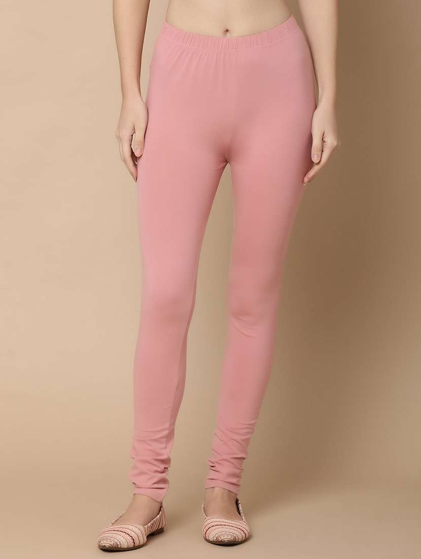 women pink cotton leggings