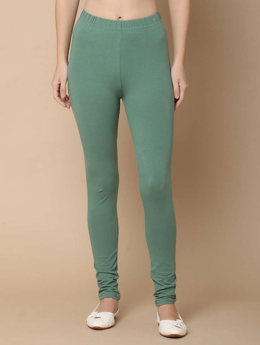 women green cotton leggings