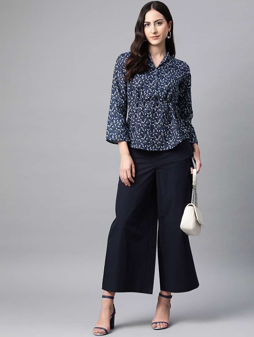 navy blue printed detailed top - 21142514 -  Standard Image - 3