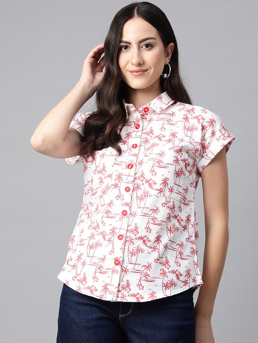 white floral printed shirt style top - 21142518 - Zoom Image - 0