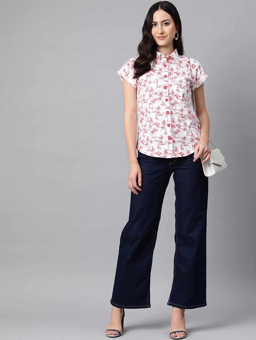 white floral printed shirt style top - 21142518 - Standard Image - 3