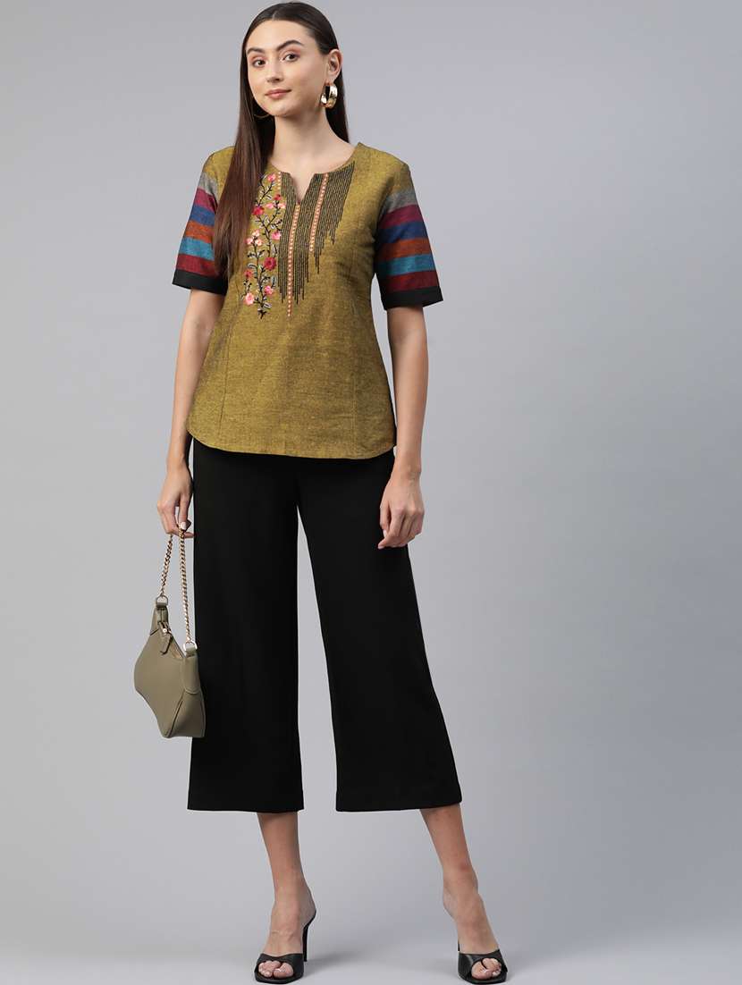 mustard embroidered detailed kurti - 21142519 -  Standard Image - 3