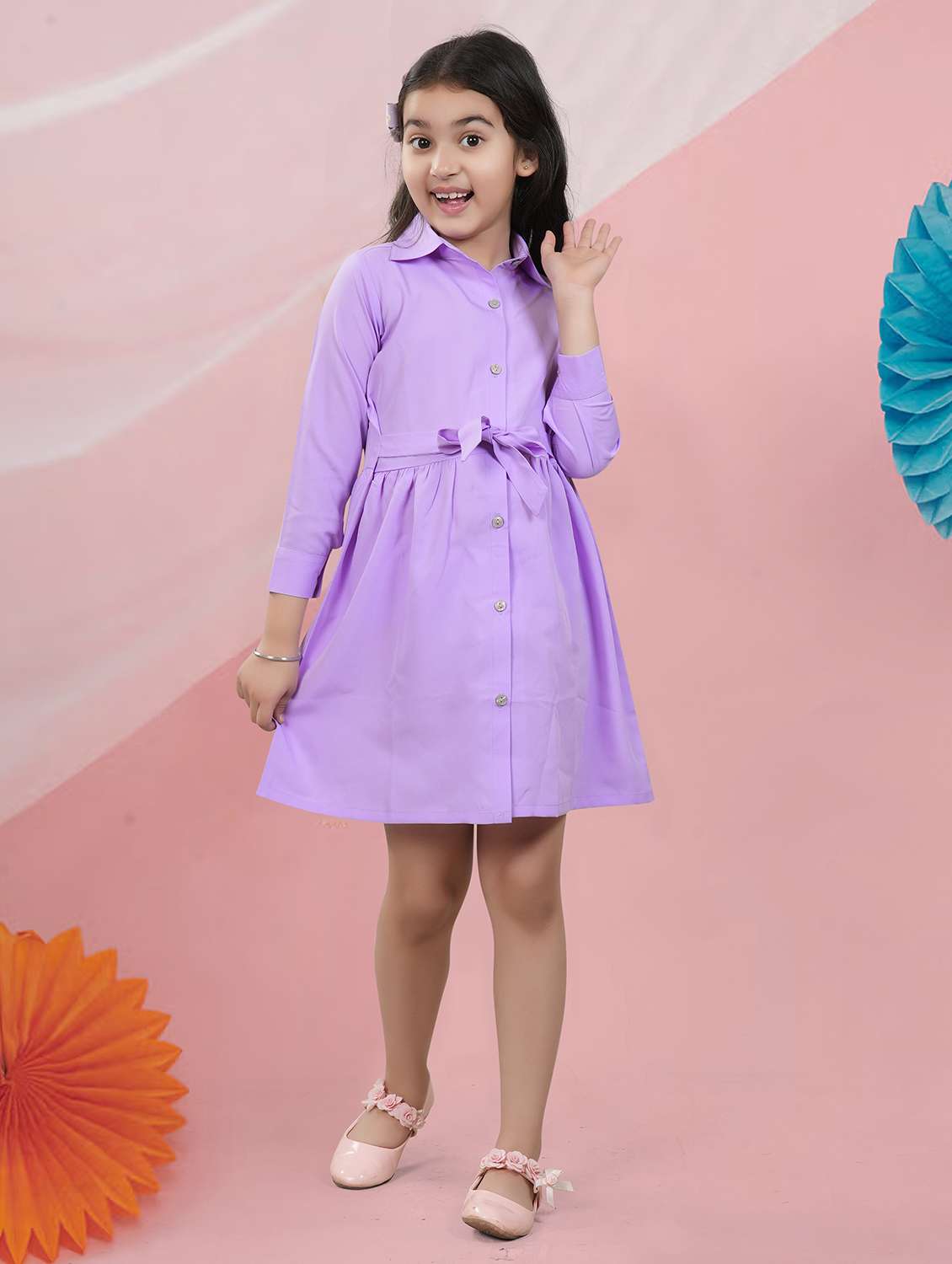 solid lavender buttoned dress