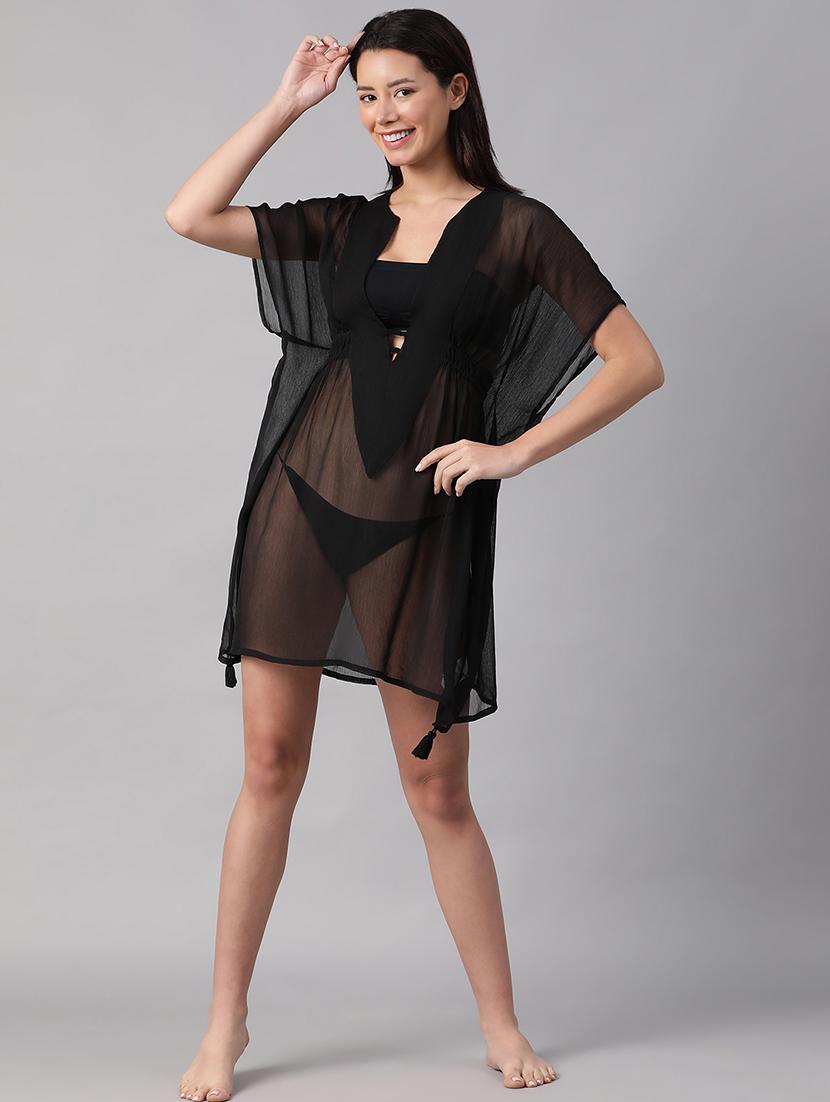 solid black kaftan coverup - 21142578 - Standard Image - 3