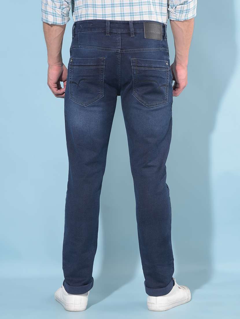 solid blue slim fit jeans - 21142623 -  Standard Image - 3