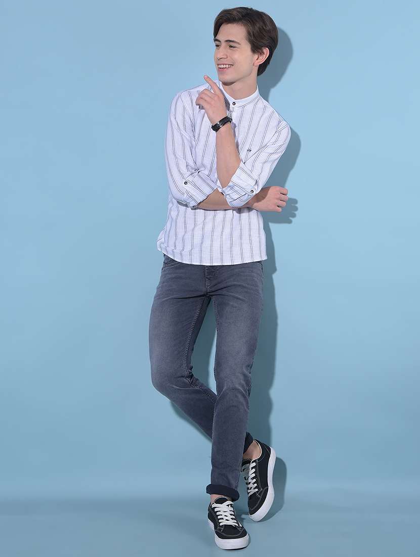 white striped printed short kurta - 21142631 -  Standard Image - 3