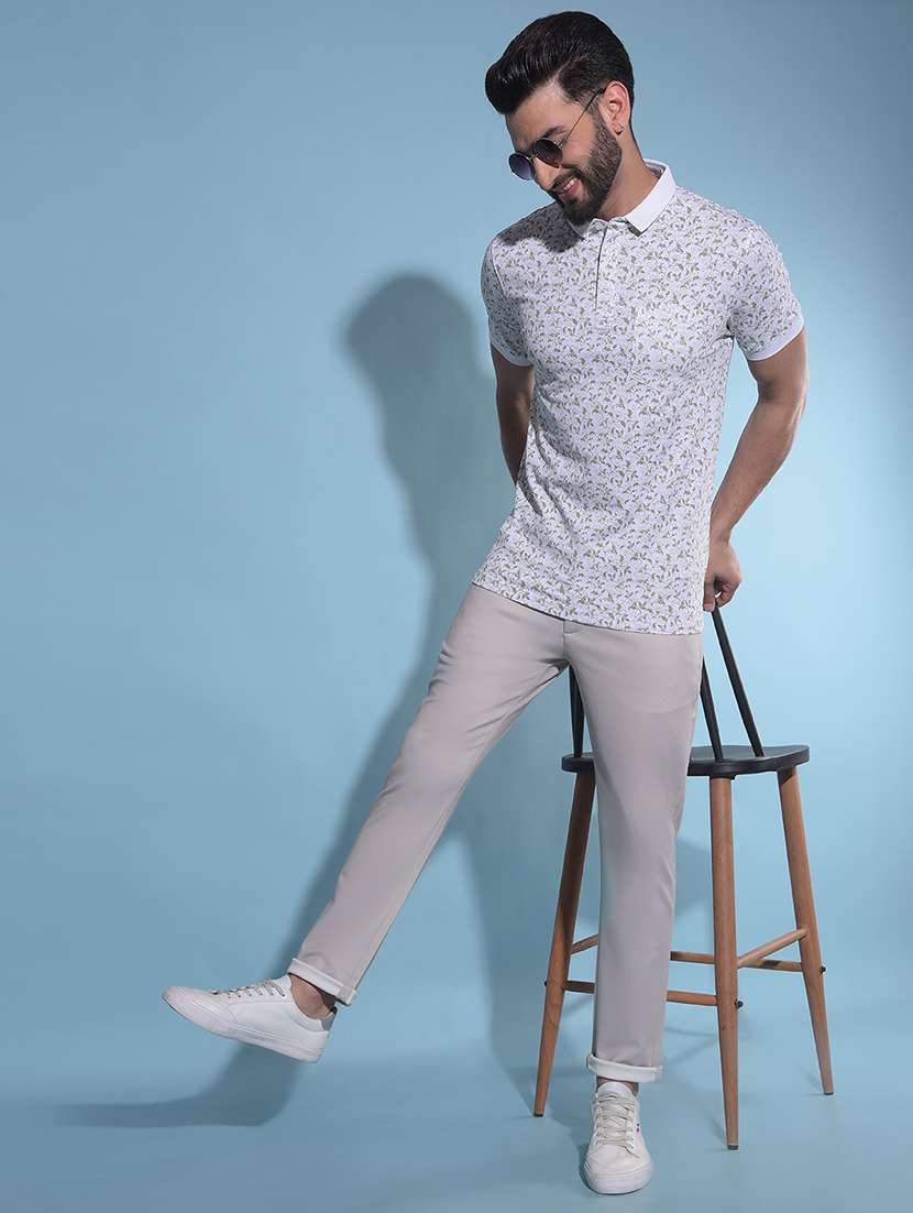 solid beige casual chinos trouser - 21142721 -  Standard Image - 3