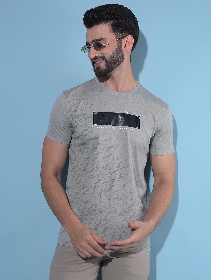 grey all over print t-shirt - 21142741 - Zoom Image - 0