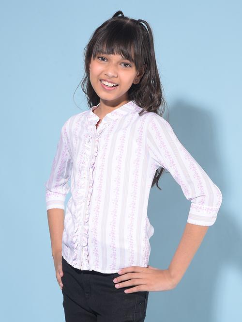 white printed casual top - 21142793 - Standard Image - 0
