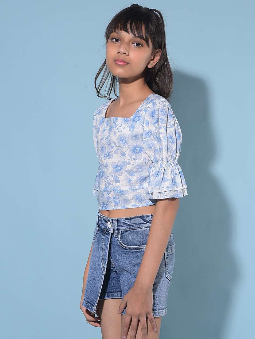 white floral printed top