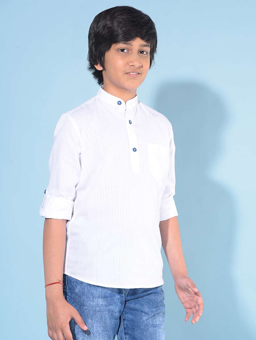 white self design kurta 