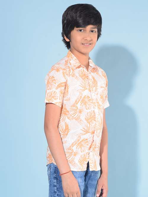 orange linen blend shirt - 21142859 - Standard Image - 0