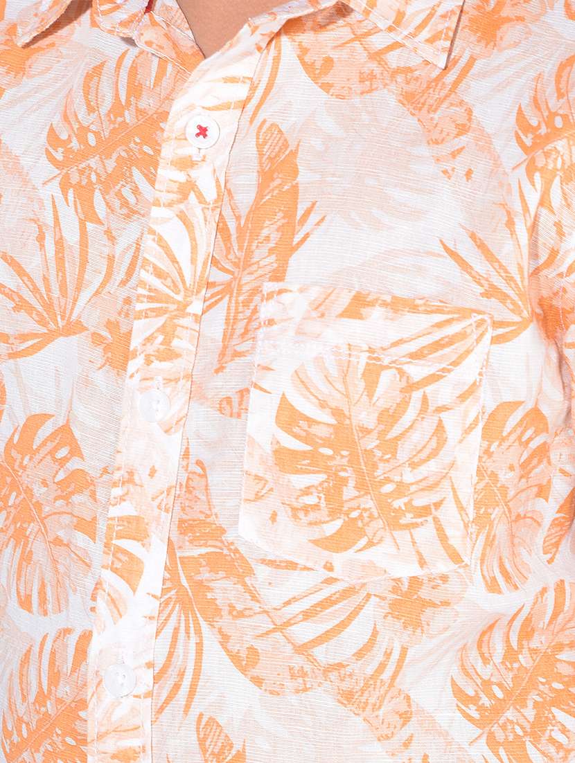 orange linen blend shirt - 21142859 - Standard Image - 5