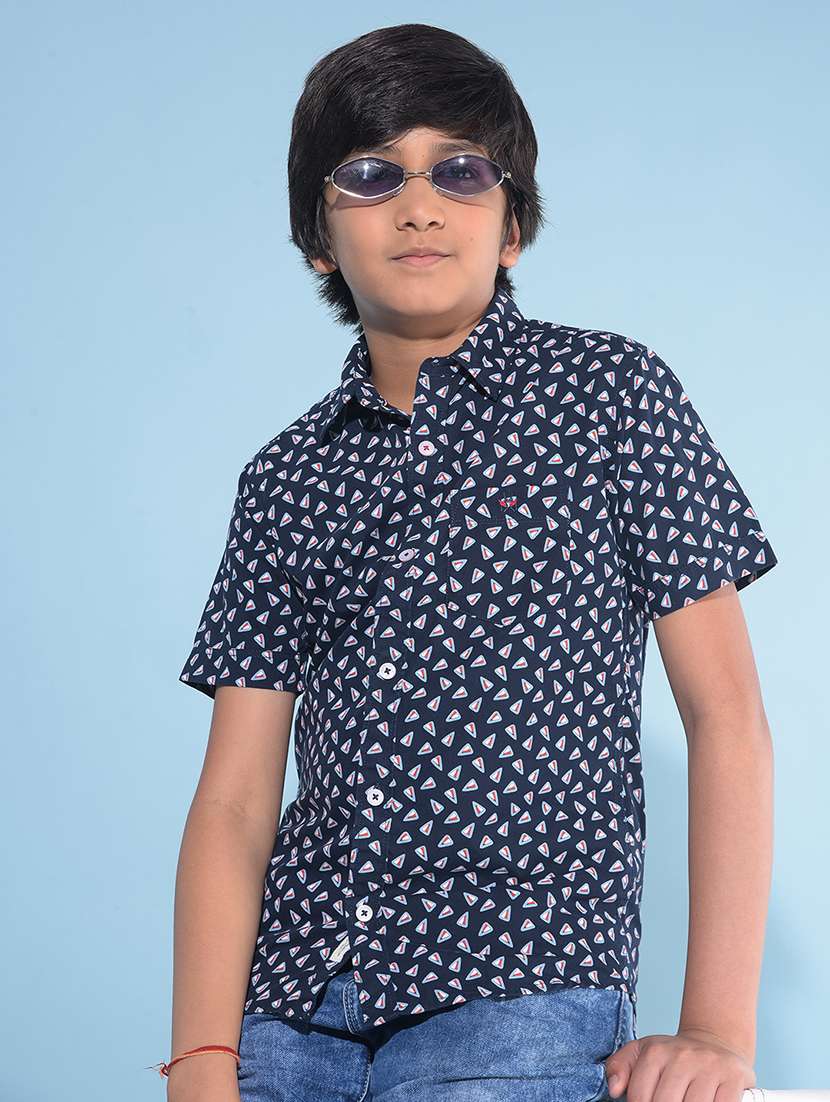 navy blue cotton shirt