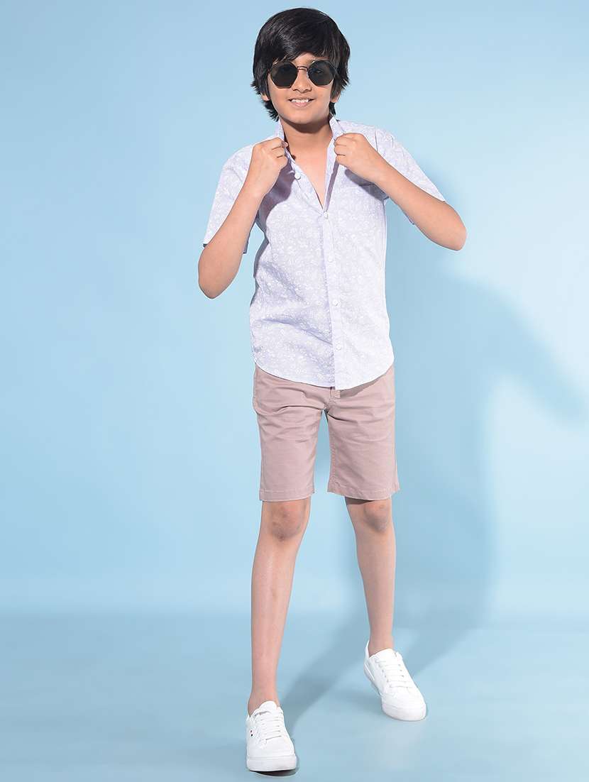 solid brown cotton blend shorts - 21142865 -  Standard Image - 3