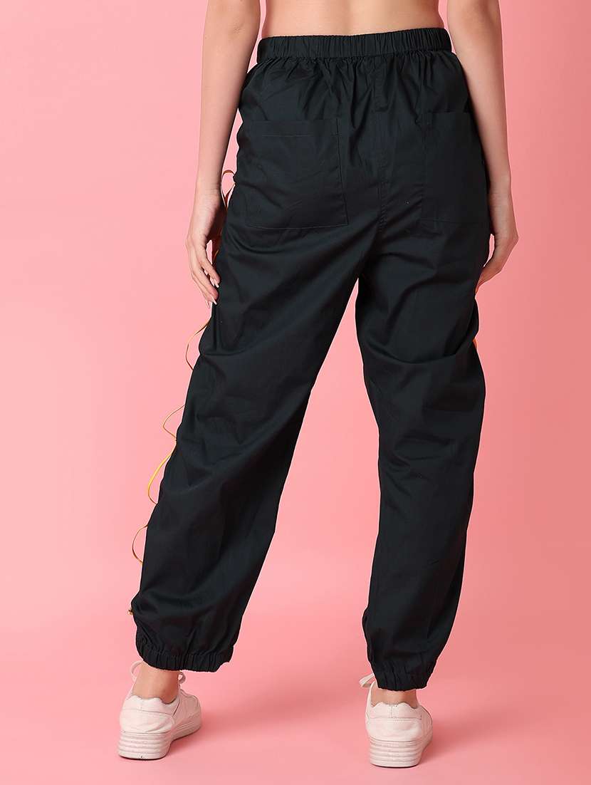 women black solid joggers - 21143105 - Standard Image - 3