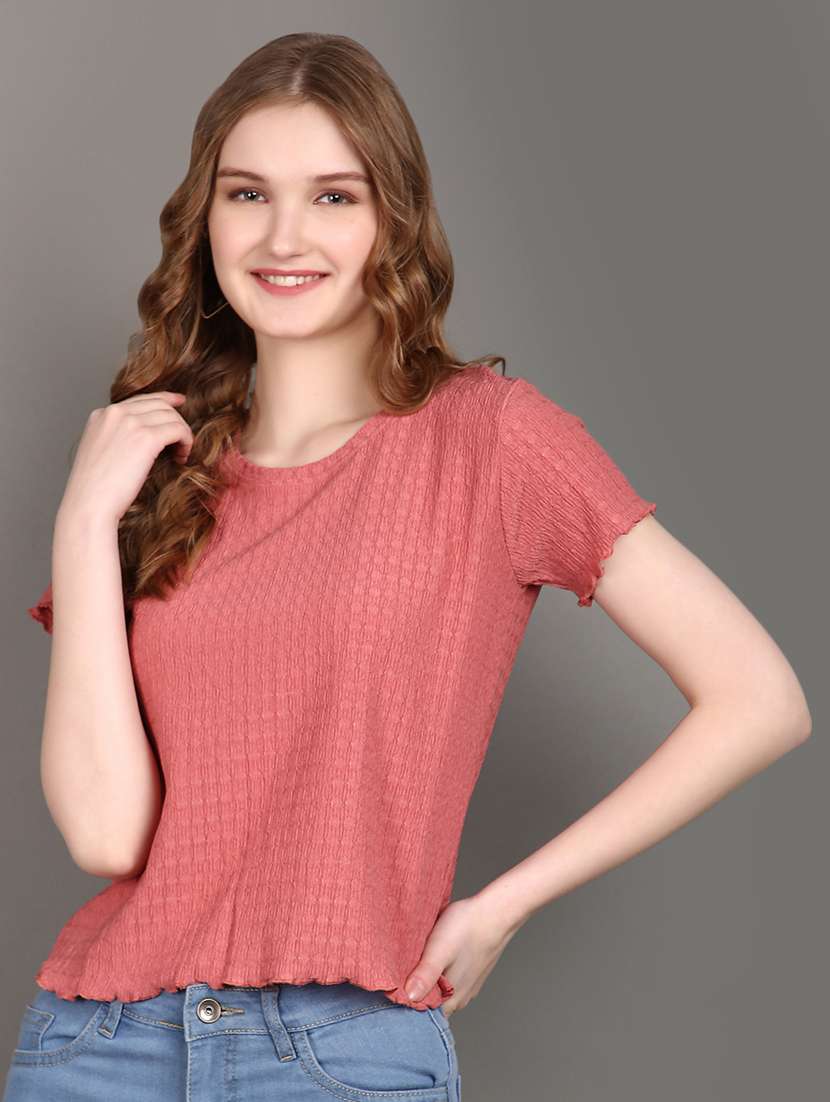 women pink cotton regular t-shirt