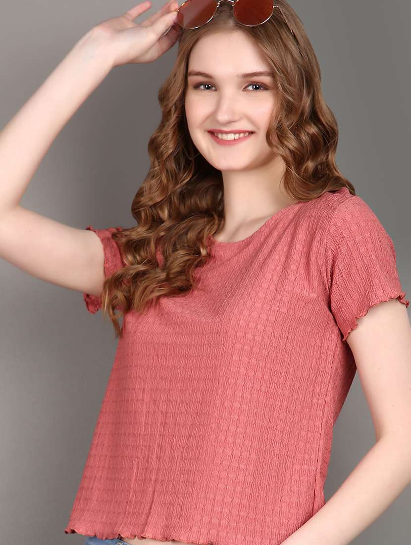 women pink cotton regular t-shirt - 21143162 -  Standard Image - 3
