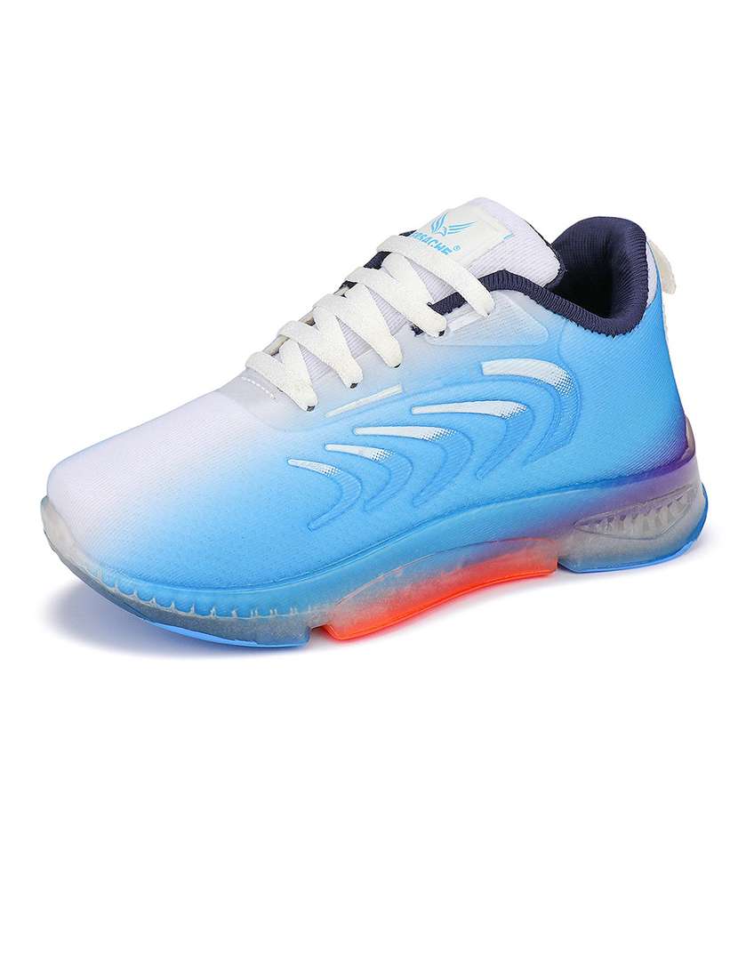 blue lace up sports shoes