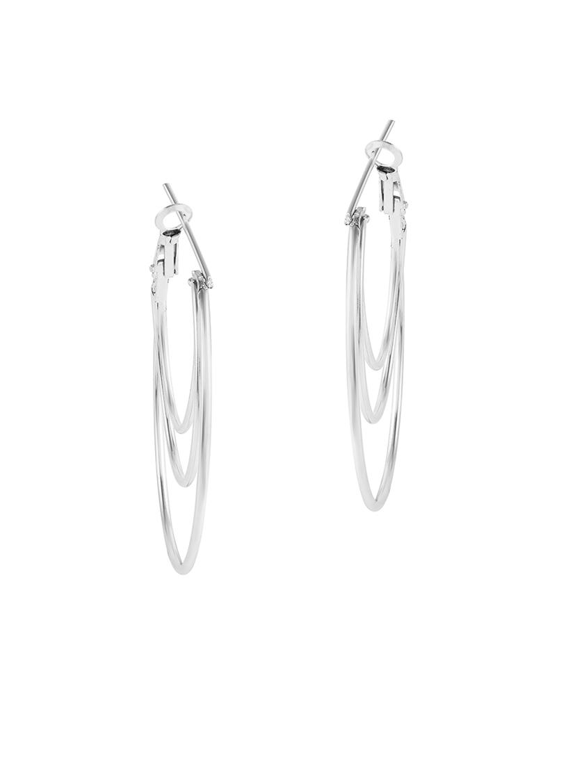 women silver brass hoop earring - 21143577 - Standard Image - 3