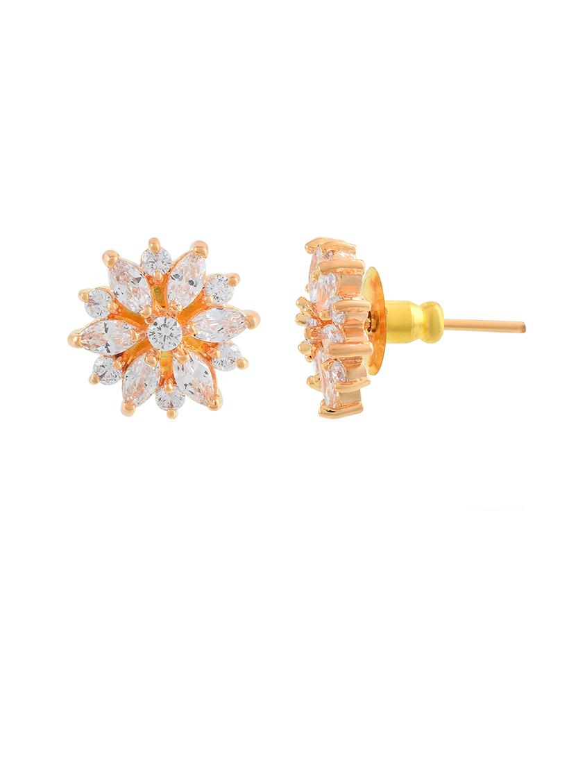 women gold brass studs earring - 21143579 - Standard Image - 3