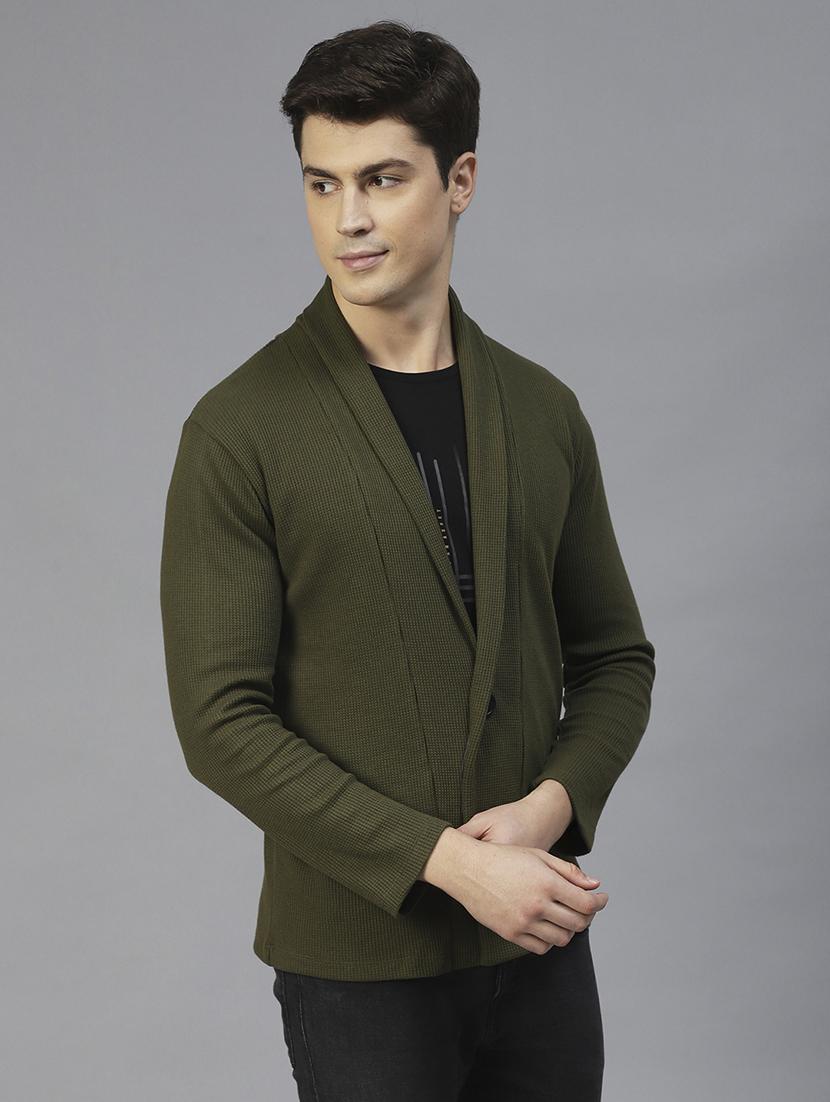 men solid full sleeves cardigan - 21143593 - Standard Image - 3