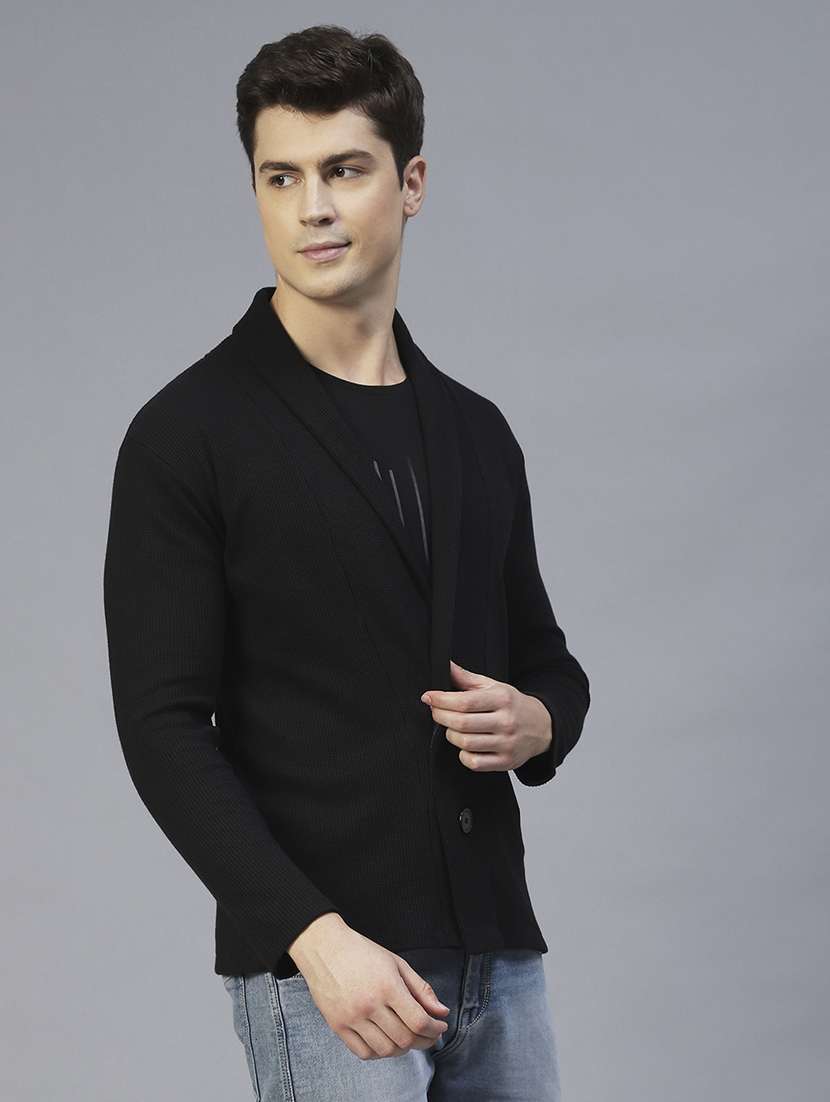men solid full sleeves cardigan  - 21143594 -  Standard Image - 3