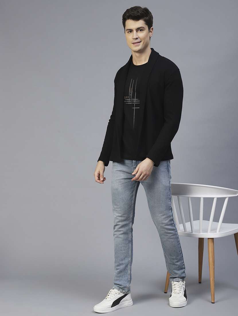 men solid full sleeves cardigan  - 21143594 -  Standard Image - 5