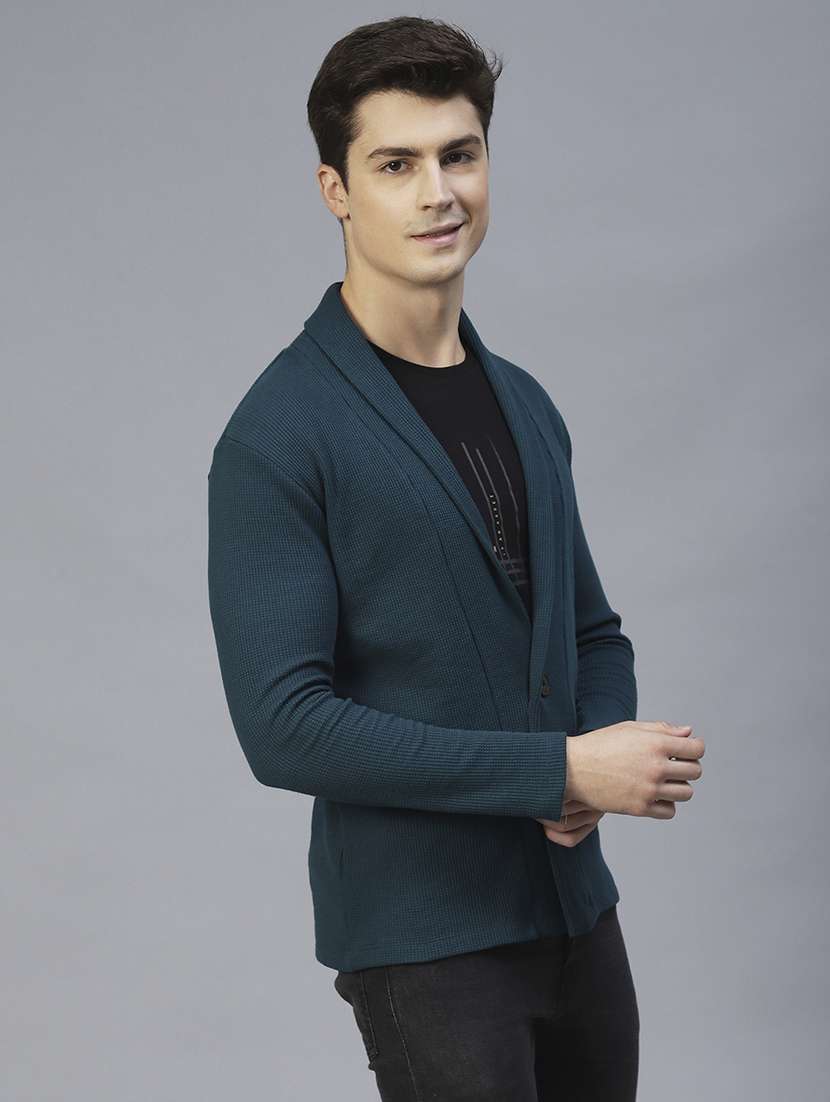 men solid full sleeves cardigan - 21143595 - Standard Image - 3