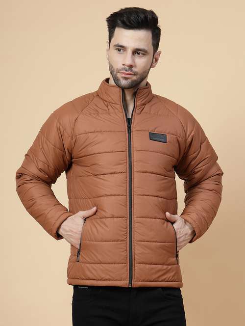 brown polyester quilted & puffer jacket - 21143619 -  Standard Image - 0