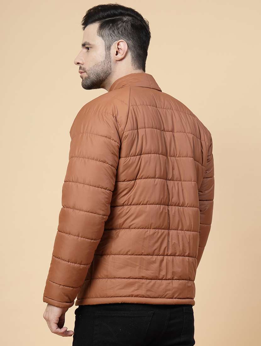 brown polyester quilted & puffer jacket - 21143619 - Standard Image - 3