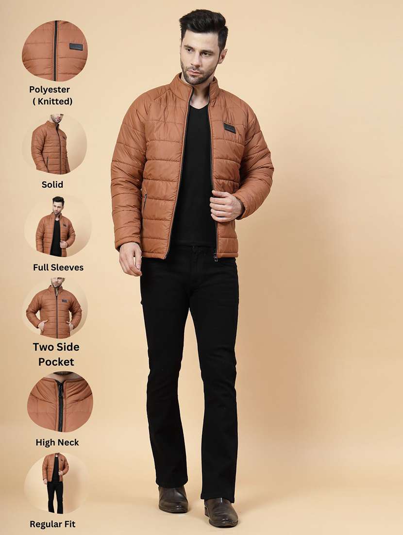brown polyester quilted & puffer jacket - 21143619 - Standard Image - 5